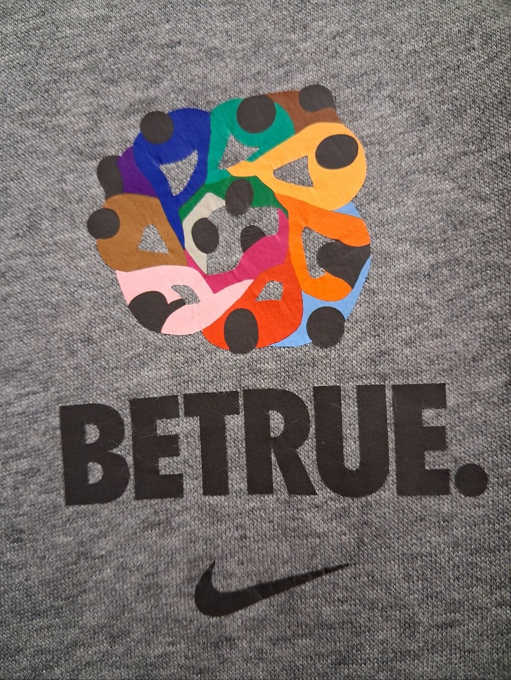 Pride Hoodie Nike Be True Gray Gay LGBTQ Parade Gear Pullover Sweatshirt. XL